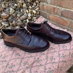 Neil M Mens Oxford Dress Shoes 11.5D Brown Pebbled Leather Lace Up NM402023 USA